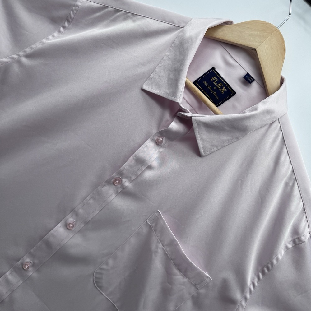 Flex Mens Luxury Collection Shirt 3XL Pink Short Sleeve Button Down